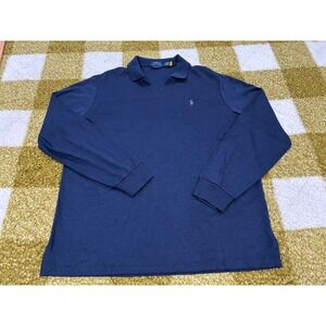 Polo Ralph Lauren Mens Navy Blue Long Sleeve Polo Shirt Classic Fit Large 0765
